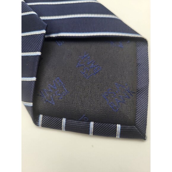 JOS A BANK Executive Collection Men's Silk Navy Blue Striped Neck Tie - Picture 7 of 7